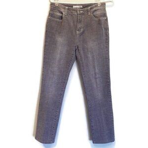 Chicos Platinum Callie Jeans Straight Leg Denim Grey Womens Size 4